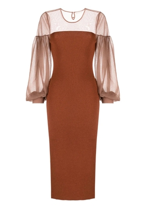 Ulla Johnson Milla sheer-panelling ribbed dress - Orange
