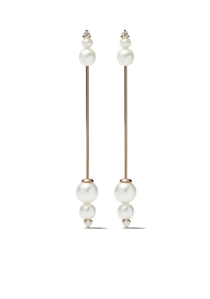 Mizuki 14kt gold Sea of Beauty diamond pearl long earrings
