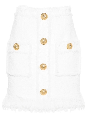 Balmain high-waist tweed miniskirt - White
