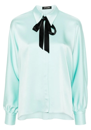STYLAND bow-collar crepe shirt - Blue