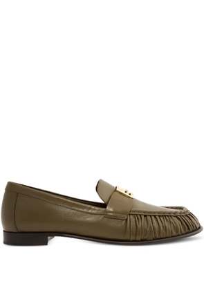 FENDI FF Baguette buckle ruched loafers - Green