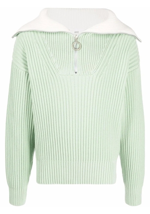 AMI Paris zip-collar fisherman's rib jumper - Green