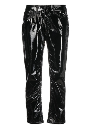 DONDUP high-shine cropped trousers - 999 BLACK