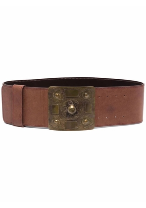 Gianfranco Ferré Pre-Owned 2006 studded buckle leather belt - Brown