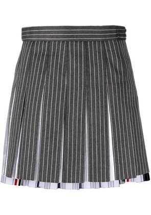 Thom Browne pinstripe-print pleated skirt - Grey