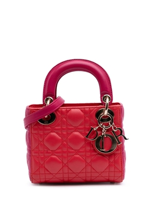 Christian Dior Pre-Owned 2014 Mini Bicolor Lambskin Cannage Lady Dior satchel - Pink