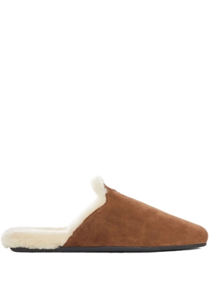 Prada suede-leather shearling mules - Brown