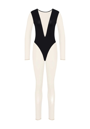 Maison Close Pure Tentation V-neck long-sleeve jumpsuit - Black