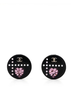 CHANEL Pre-Owned 2004 CC crystal-embellished clip-on earrings - Black
