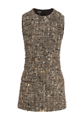 Giambattista Valli bouclé button-detail mini dress - Brown