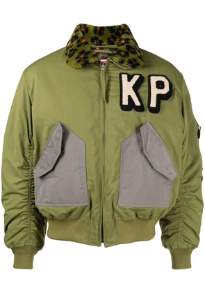Kenzo logo-embroidered bomber jacket - Green