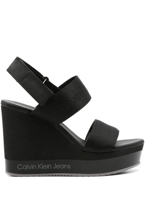 Calvin Klein Jeans 110mm logo-jacquard wedge sandals - Black