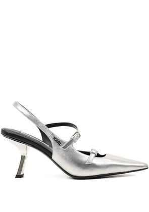 Karl Lagerfeld buckle-detail slingback pumps - Silver