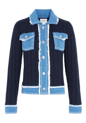 Barrie ribbed-knit denim-effect jacket - Blue