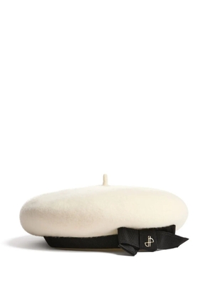Patou grosgrain-bow wool beret - Neutrals