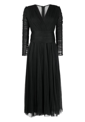 Ana Radu V-neck long-sleeve midi dress - Black