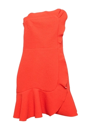 SANDRO textured ruffled mini dress - Orange