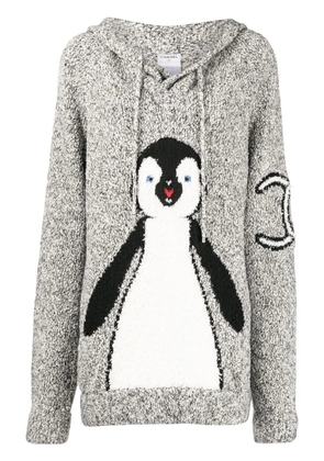 CHANEL Pre-Owned 2007 penguin knitted drawstring hoodie - Grey