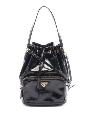 Prada Pre-Owned 2010s Duet naplak patent leather bucket bag - Black