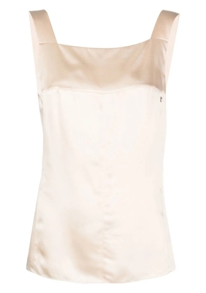 CHANEL Pre-Owned 2010 CC square-neck sleeveless silk top - Neutrals