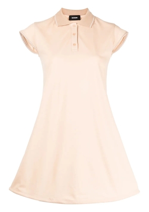 We11done contrasting-trim flared cotton dress - Brown