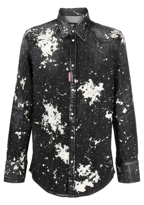 DSQUARED2 studded bleach-effect denim shirt - Black