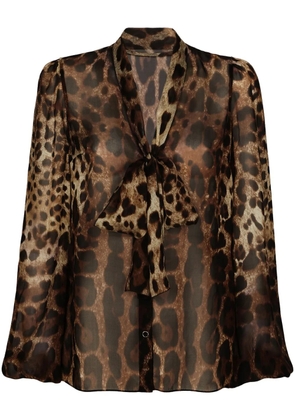 Dolce & Gabbana leopard-print silk blouse - Brown