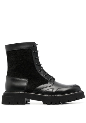 Ferragamo panelled leather lace-up boots - Black