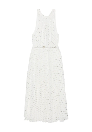 NISSA pleated polka-dot midi dress - White