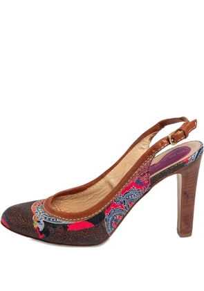 Etro Pre-Owned paisley-print slingback pumps - Brown