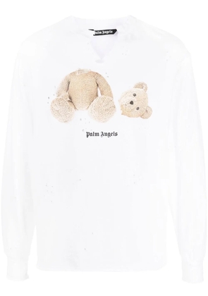 Palm Angels Bear-print distressed-effect T-shirt - White