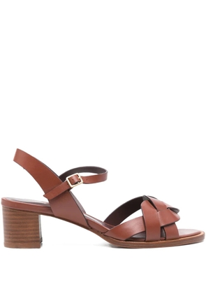 Avril Gau 55mm braided leather ankle-strap sandals - Brown