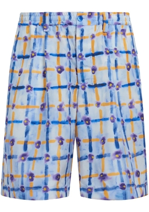 Marni abstract-print silk Bermuda shorts - Blue