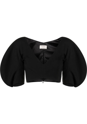 V:PM ATELIER Swirl puff-sleeve crop top - Black