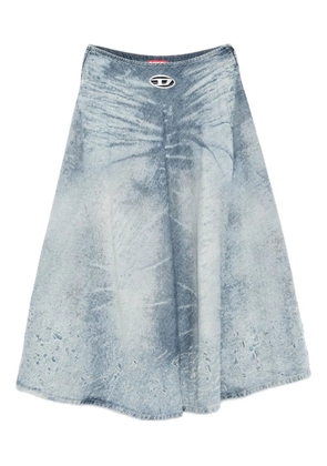 Diesel acid-wash logo-plaque denim midi A-line skirt - Blue
