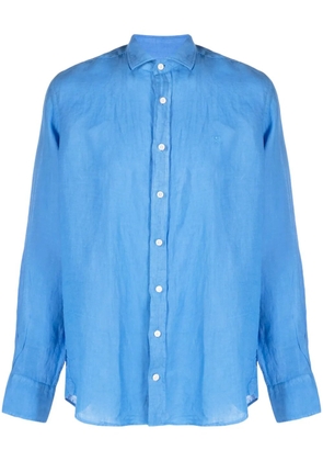 Hackett logo-embroidered linen shirt - Blue
