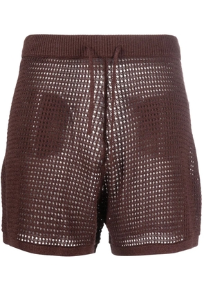Nanushka open-knit drawstring shorts - Brown