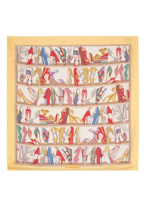 Ferragamo Pre-Owned shoe-print silk scarf - Yellow