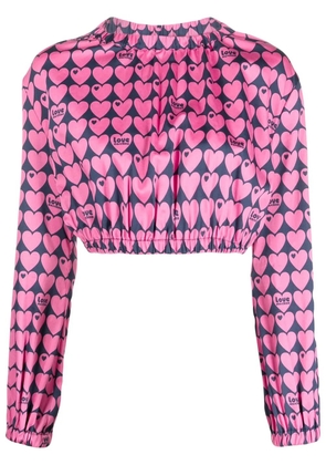 Love Moschino heart-print cropped blouse - Pink