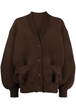 JNBY balloon-sleeve ribbed cardigan - Brown