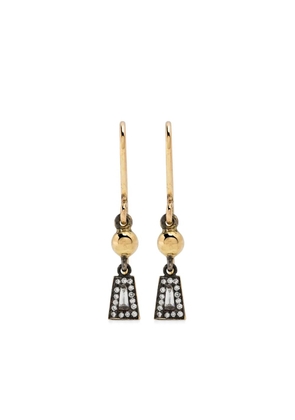 LEANDRA 18kt yellow gold Taper and Ball diamond dangle earrings