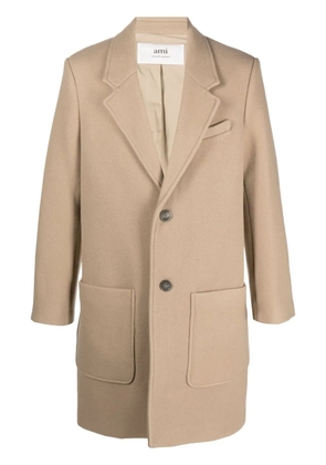 AMI Paris virgin wool single-breasted coat - Neutrals