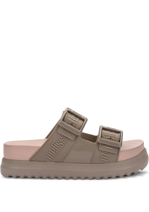 Melissa platform double-strap slides - Neutrals