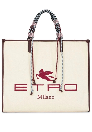 ETRO logo-embroidered tote bag - Neutrals