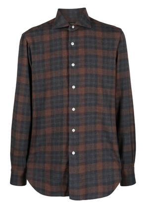Barba check-print button-up shirt - Blue