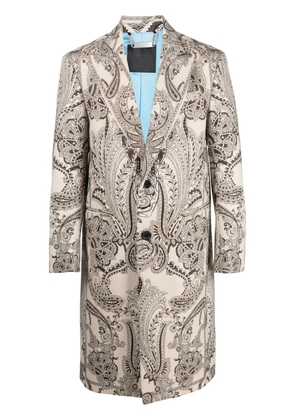 Philipp Plein paisley-print single-breasted coat - Neutrals