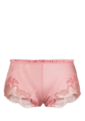 Carine Gilson lace-trim silk shorts - Pink