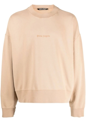 Palm Angels logo-print cotton sweatshirt - Neutrals