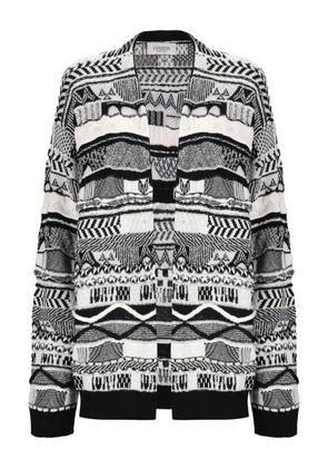 Laneus patterned-jacquard cardigan - Black