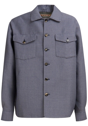 Marni houndstooth-print flap-pocket shirt - Blue